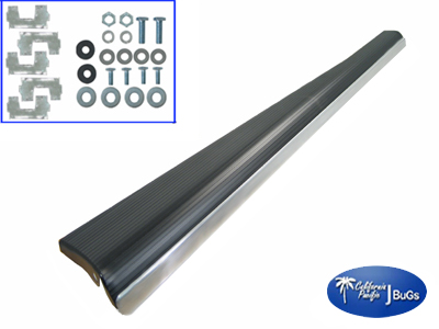 VW Running Board, German, Left, W/ 33mm Molding & Rubber Mat, Bug 1954-64